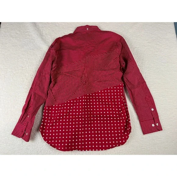 Staple Pigeon Red White Polka‎ Dot Patchwork Button Down Shirt Men's Medium - Picture 7 of 9